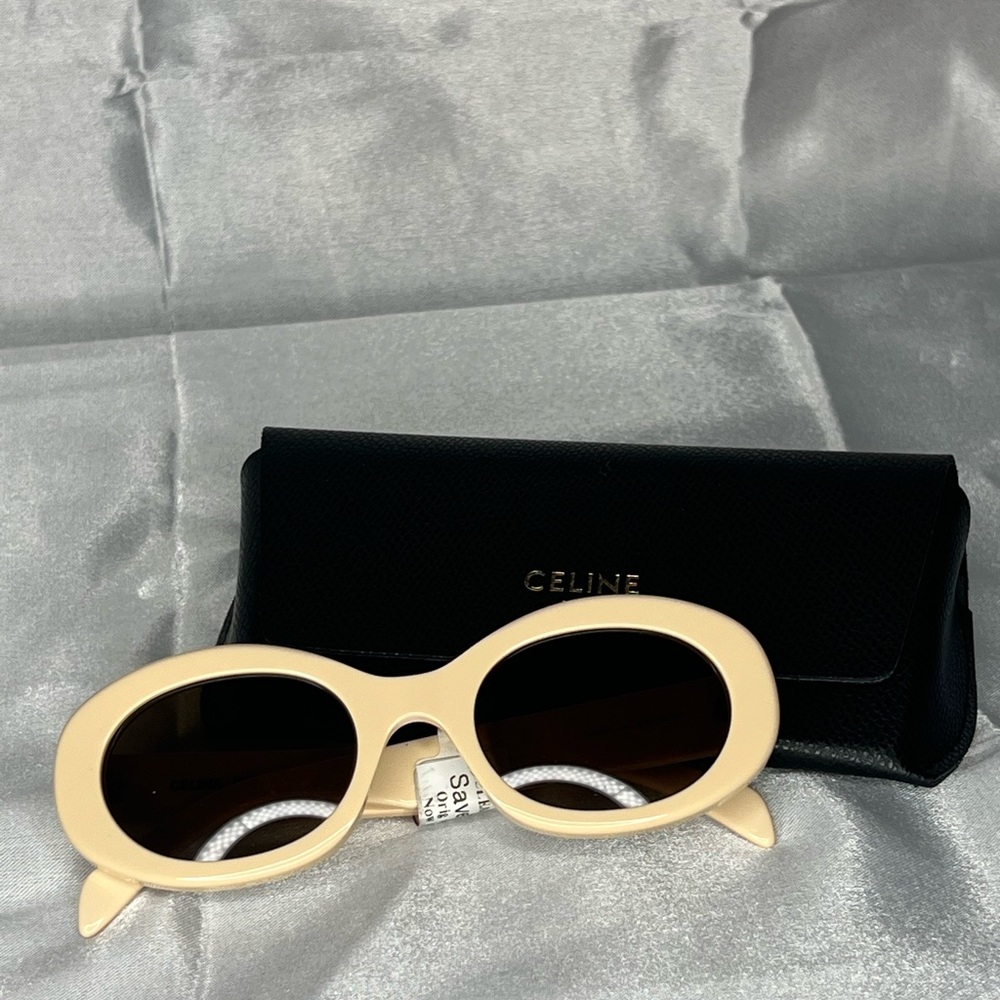 Celine Cream Retro Oval Sunglasses